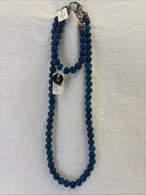 Blackjack Genuine Blue Onyx Necklace and Bracelet 2 Piece Set
